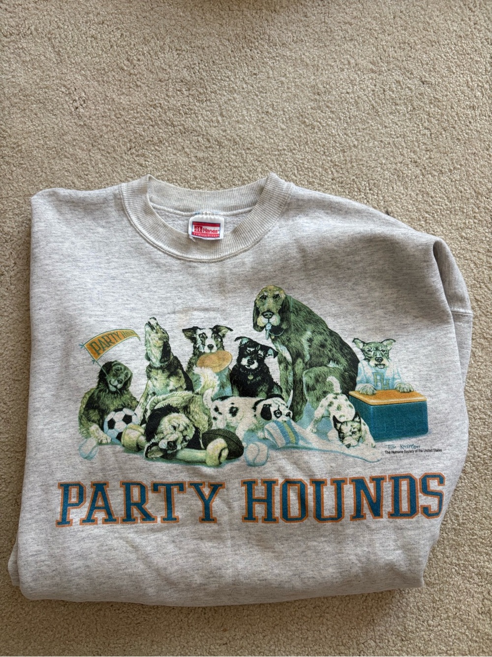 Gray "Party Hounds" Graphic Sweatshirt with Dogs